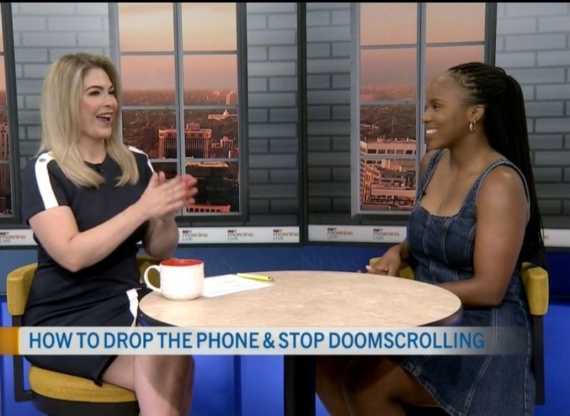 Bilingual Registered Psychotherapist Benslyne Avril during a CTV Morning Live Ottawa interview discussing mental health strategies and wellness tips.