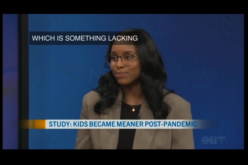 Bilingual Registered Psychotherapist Benslyne Avril during a CTV Morning Live Ottawa interview discussing mental health strategies and wellness tips.